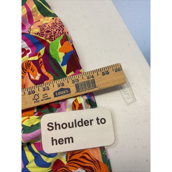 NEW Alden Adair Rainforest colorful festive Puff Sleeve Minidress Size MD tiered - Picture 13 of 14